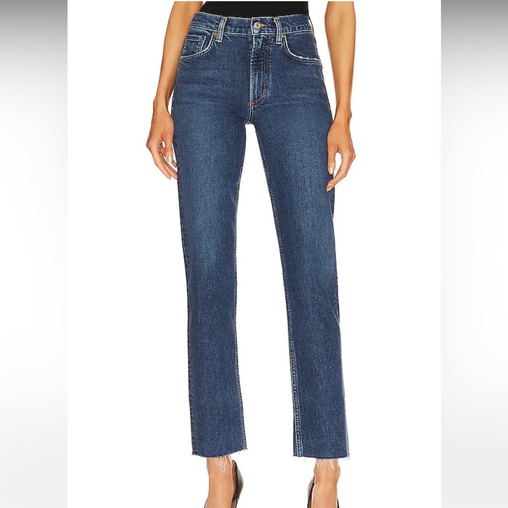 Agolde Kye Mid Rise Straight Crop Jeans Mirage 24 Contemporary Casual Classic